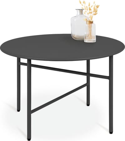 bomoe Finn Ronde Bijzettafel Metaal Zwart 53 cm Tafelblad Krasbestendig Stabiel, Lichtgewicht Salontafel Binnen & Buiten