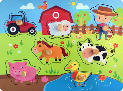 Houten vormenpuzzel boerderij dieren vanaf 1 jaar