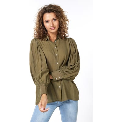 EsQualo Blouse Puff Slve Army Green Größe: 34 | Longsleeves Outlet | Damen | Grün