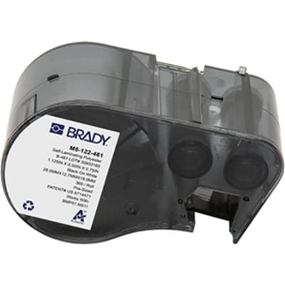 Brady M5-122-461 gelamineerde polyester labels zwart op wit | 28,58 mm x 12,70 mm (origineel)