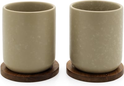 Bredemeijer - Theemok Umea met acacia onderzetters - 200ml - leemgrijs - s/2