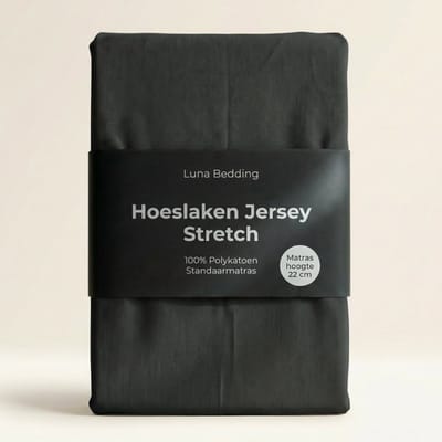 Dekbed-Discounter - Luna Bedding Hoeslaken 140 x 200 cm - Jersey - Geschikt voor matrassen tot 22 cm hoog - Wasbaar op 40 graden - Strijkvrij - Zwart