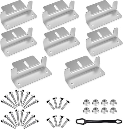 Zonnepaneel Houders - Montage Beugels - Energie Opwekking - Set van 8 stuks - 10x6.5x4 cm - Zilver
