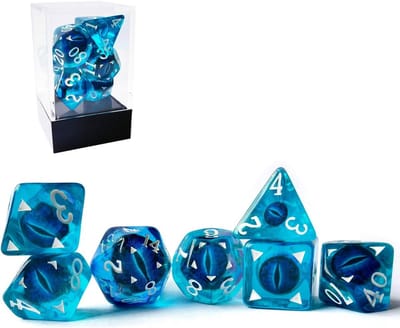 Set van 7 RPG Dobbelstenen met Drakenoog Inleg - Veelvlakkige D&D Dobbelstenen