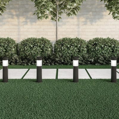 4-Pack Zonneverlichting – Waterdicht – 15cm RVS – Bollard – LED – Voor Tuin, Oprit & Pad – Zwart