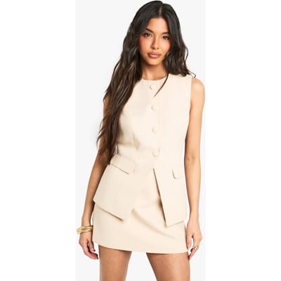 boohoo Dames Boucle Getailleerde Minirok | Beige | Maat: 40