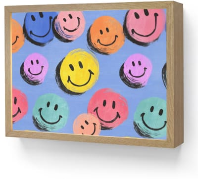 Wandlamp 40x30 cm - Oplaadbaar - Smileys - Kleurrijk - Wandlampen binnen woonkamer - Slaapkamer lamp - Decoratieve nachtlamp - Vloerlamp draadloos