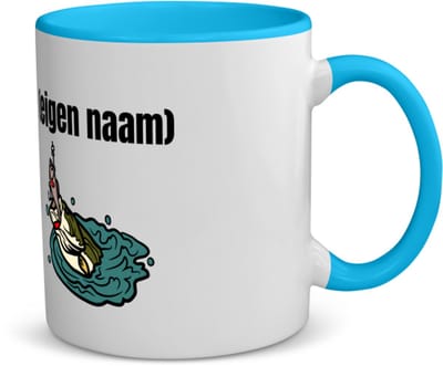 Akyol - vis met eigen naam koffiemok - theemok - blauw - Vis - vissen liefhebbers - iemand die houdt van vissen - verjaardag - cadeau - kado - geschenk - 350 ML inhoud