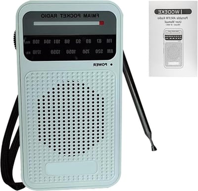 Transistorradio Op Batterijen - Persoonlijke Radio - Muziek Luisteren - Dubbele Band Ontvangst - 13x7.2x3.1cm - Wit