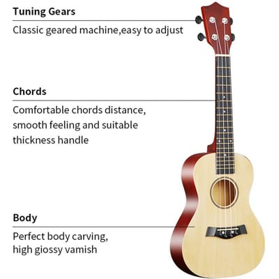 23 inch Ukulele Akoestische Ukulele Kit met Opbergtas Band Brugpen Pitch Shifter Pickup Stemapparaat Schoonmaakdoek Wood Color