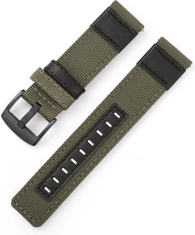 DrPhone LB20 Canvas - Nylon Armband met Metalen Gesp - 20mm - Donker Groen