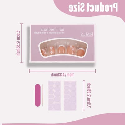 Bloemen Franse tip Press-on nagels set - 30 stuks korte vierkante glanzende kunstnagels met gereedschap