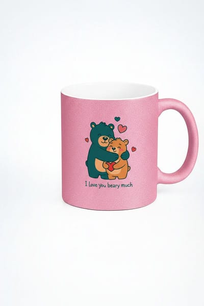 Roze Mok 'I Love You Beary Much' met Liefdevolle Beren - Grappig Cadeau
