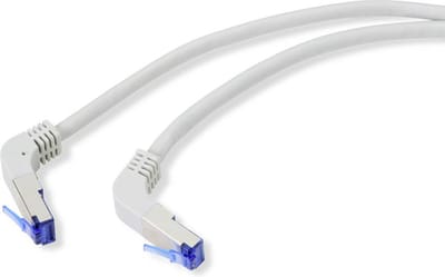 Renkforce RF-4892520 RJ45 Netwerkkabel, patchkabel CAT 6A S/FTP 20.00 m Grijs 90° haaks naar onder 1 stuk(s)