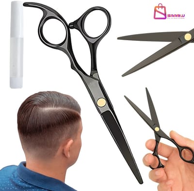 Kappersschaar – Knipschaar 17 cm – Voor Haar Knippen & Modelleren – Zwart – kappersset – trimmer – schaar – 75334