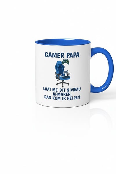 Gamer Papa Mok - Laat Me Dit Niveau Afmaken, Dan Kom Ik Helpen - Unieke Koffiemok voor Gamers