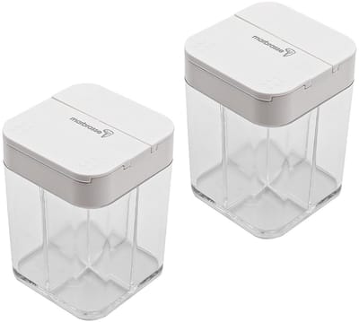 Dailygoods- Kruidendozen Vochtbestendig - Kruidenpotjes - Set van 2 - Plastic - Hygiënisch - Afmetingen 8,2 x 6,1 x 6,1 cm - Kruidenpot