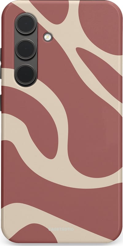Casetastic Hoesje Geschikt voor Samsung S24 - Stijlvolle Beschermende Duo-layer Case - Terracotta Mediterranee Golven