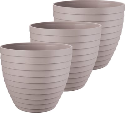 Juypal Bloempot/plantenpot Florenzia - 3x - taupe - kunststof - D13 x H11,5 cm - voor buiten/binnen