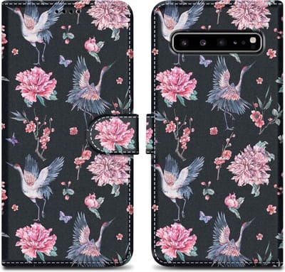 Cadorabo Hoesje geschikt voor Samsung Galaxy S10 5G - Design Kraan & Bloemen No. 9 - Beschermhoes Case Cover met magnetische sluiting, standaardfunctie en kaartvakje