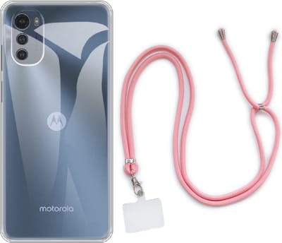 Casemania Hoesje Geschikt voor Motorola Moto E32 & E32S - Transparant & Koord Licht - Roze - Siliconen Back Cover