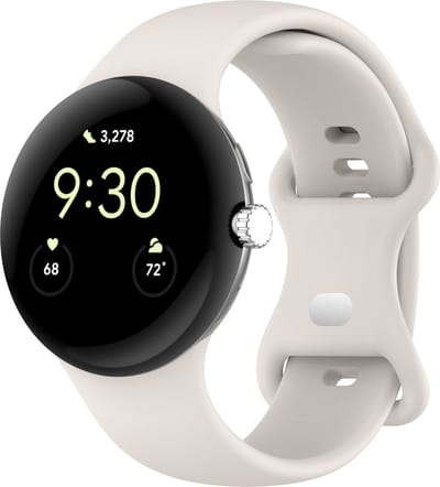 Strap-it Siliconen Classic smartwatch bandje geschikt voor Google Pixel Watch 5 (45 mm) / 4 (45 mm) / 3 (45 mm) - Zand wit