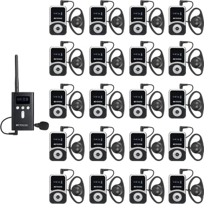 Draadloos Tour Guide System Retekess - Inclusief koptelefoon en microfoon -49 Kanalen - 100m- Interpretatiesysteem - Kerkvertaalsysteem Voor Toerisme -Training-T130S