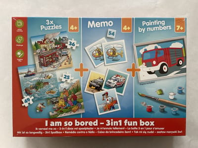Spellendoos 3 in 1 - Drie puzzels + Memo + Schilderen op nummer - Vakantiespellen - Leerspel - Spelend leren - Cadeautip