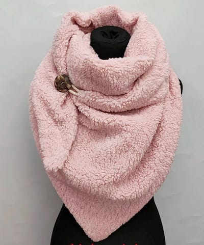 Dikke sjaal wintersjaal van teddy stof driehoeksjaal kleur roze