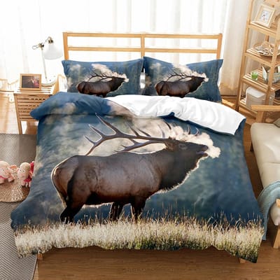 Wildlife Eland Koning Koningin Dekbedovertrek Mooie Hert Hert Beddengoed Set Hert Wilde Dieren Thema Quiltovertrek Polyester Dekbedovertrek 200x230cm 3pcs