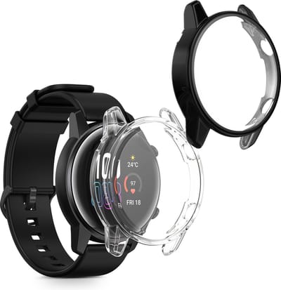 kwmobile 2x smartwatch hoes geschikt voor HONOR Magic Watch 2 46mm hoesje - Siliconen sporthorloge cover - Activity tracker case in transparant / zwart