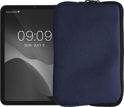 kwmobile universele tablet hoes geschikt voor 8"-8,4" Tablet hoesje - Canvas cover voor tablets 21,8 x 13,7 cm - Tablet sleeve met rits - In donkerblauw