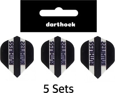Darthoek | Flights | Ruthless | Zwart | 5 Sets | + 1 set darthoek Flights