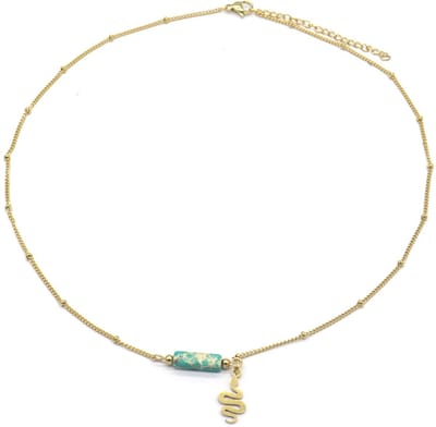 Ketting - Steen en Slang - RVS - Lengte 40-45 cm - Goudkleurig
