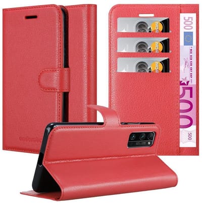 Cadorabo Hoesje geschikt voor Honor 30 PRO in KARMIJN ROOD - Beschermhoes met magnetische sluiting, standfunctie en kaartvakje Book Case Cover Etui