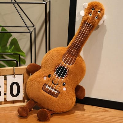 Kawaii Muziekinstrument Pluche Kussen Menselijke Figuur Lachend Gezicht Kussen Piano Gitaar Trommel Decor Pluche Speeltje Verjaardagscadeau orange