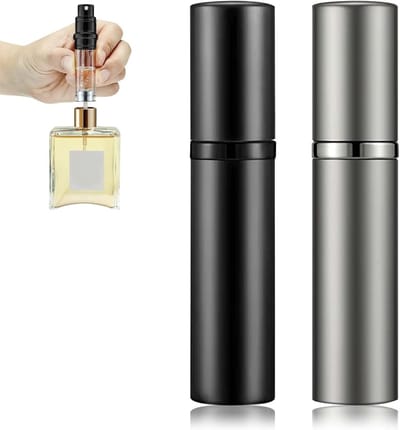 Vulbare 5ml Parfum Atomizer - Lege Mini Spray Fles voor Reizen, Handige Parfumhouder en Pocket Atomizer in Zwart en Grijs