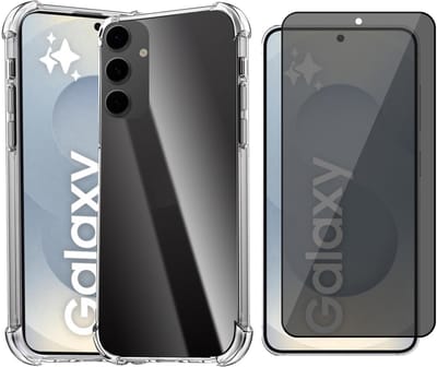 Hoesje geschikt voor Samsung Galaxy S25 - Privacy Screenprotector Volledig Dekkend Glas - Shockproof Transparant