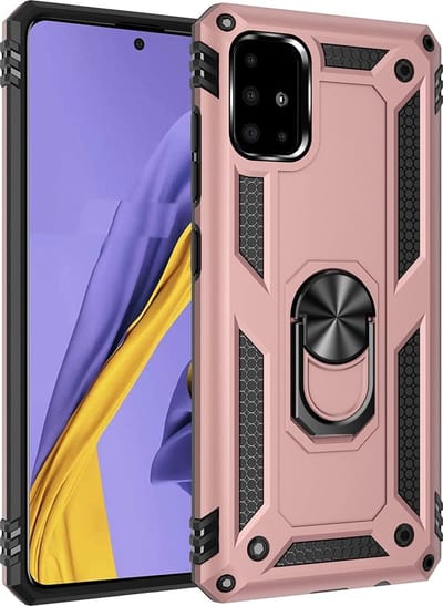 Ring Armor hoesje Geschikt voor Samsung Galaxy A51 - Rosé Goud - Draaibare standaard - Magneet - ZT Accessoires