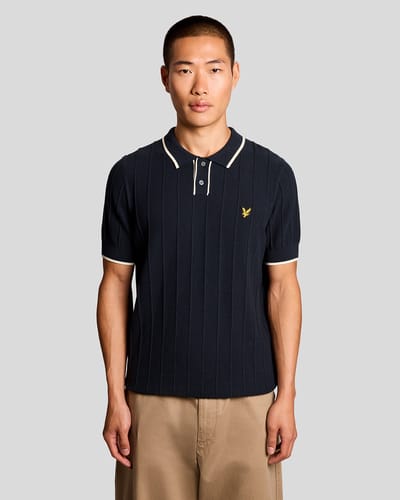 Lyle and Scott Poloshirt Knitted Tipped Dark Donkerblauw (navy) - Maat XL - Heren
