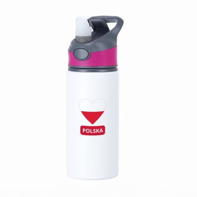 Hacebo® - Polska vlag hartje waterfles met rietje roze - Polen - reizigers - toerist - verjaardagscadeau - souvenir - vakantie - kado - water fles - 650ML
