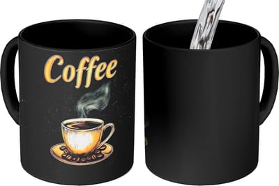 Magische Mok - Foto op Warmte Mokken - Koffiemok - Koffie - Schotel - Koffiebonen - Retro - Magic Mok - Beker - 350 ML - Theemok