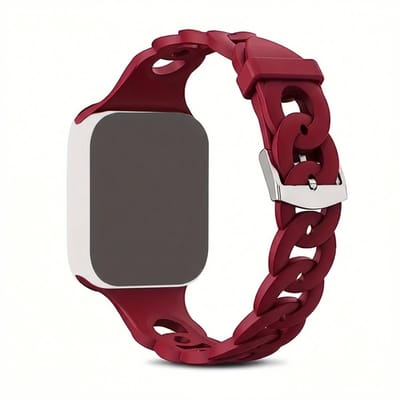 Wijnkleurig horlogebandje voor smartwatch dames en heren met ultra dun schakel design van silicone en vaste sluiting, geschikt voor Apple Watch 38 40 41 mm