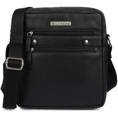 Leren Herentas Schoudertas Kleine Crossbody Zwart Elegante Beltimore