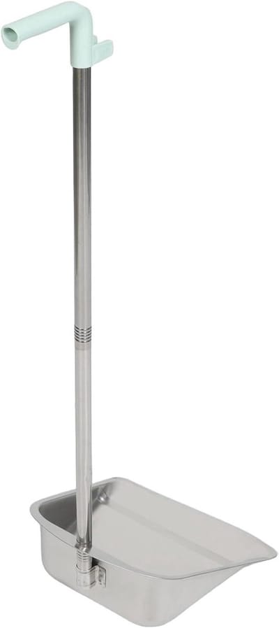 Roestvrijstalen Stofblik - Stoffer en blik - Huishoudelijk schoonmaken - Lange steel - 80 cm - Zilver