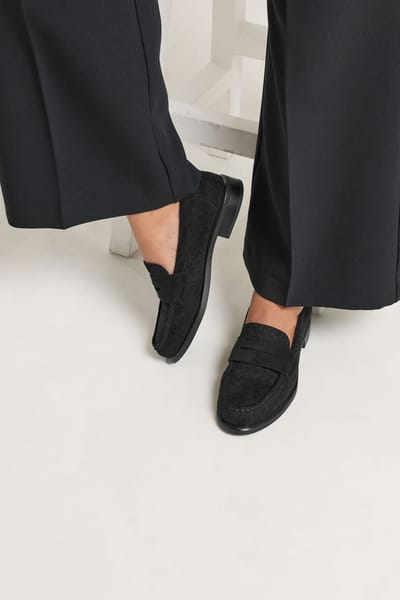 Yours Zwarte Geweven Loafers Met Reliëf In Brede Epasvormsize 37E