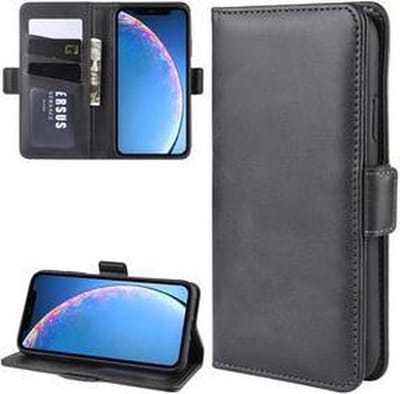ShieldCase Leren Bookcase geschikt voor Apple iPhone 11 hoesje - wallet case - ruimte voor pasjes - pasjeshouder - te gebruiken als standaard - ruimte voor contant geld - zwart