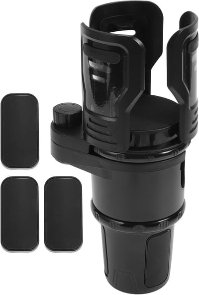 2-in-1 Auto Bekerhouder met Verstelbare Basis voor Meeste Voertuigen - Cup Extender in Koolstofvezel Zwart, Ideaal voor Koffie en Frisdrank, 240x100x75mm