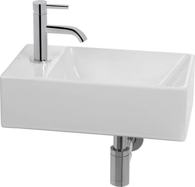Ben Stelvio fonteinset met chromen kraan links glanzend wit keramiek