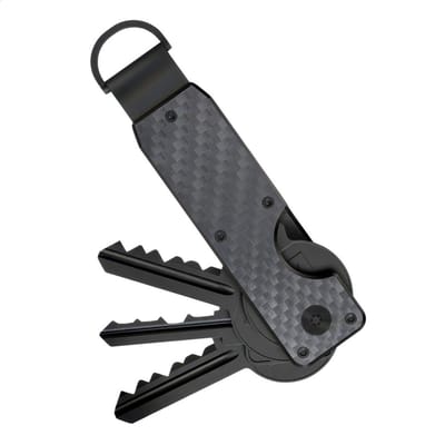 Ainy - Sleutel organizer carbon zwart | Compact sleutelhouder wallet | Sleutelhanger gadgets | Hanger voor auto sleutels & airtag | Multifunctioneel key organizer voor volwassenen | Mini sleuteletui portemonnee | Geschikt voor 6 sleutelringen